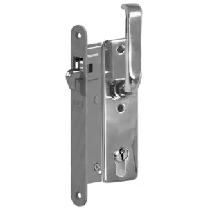 Sliding Door Lock with 55 mm. Backset Minimum door Thickness 1 1/4 inch. Complete Set