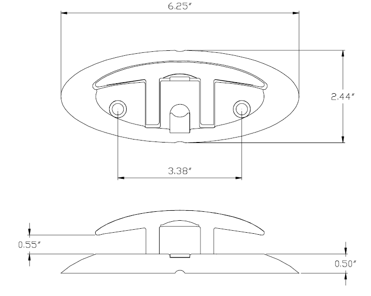 Fold Down Cleat 6 inch, Top Mounting. - Image 3