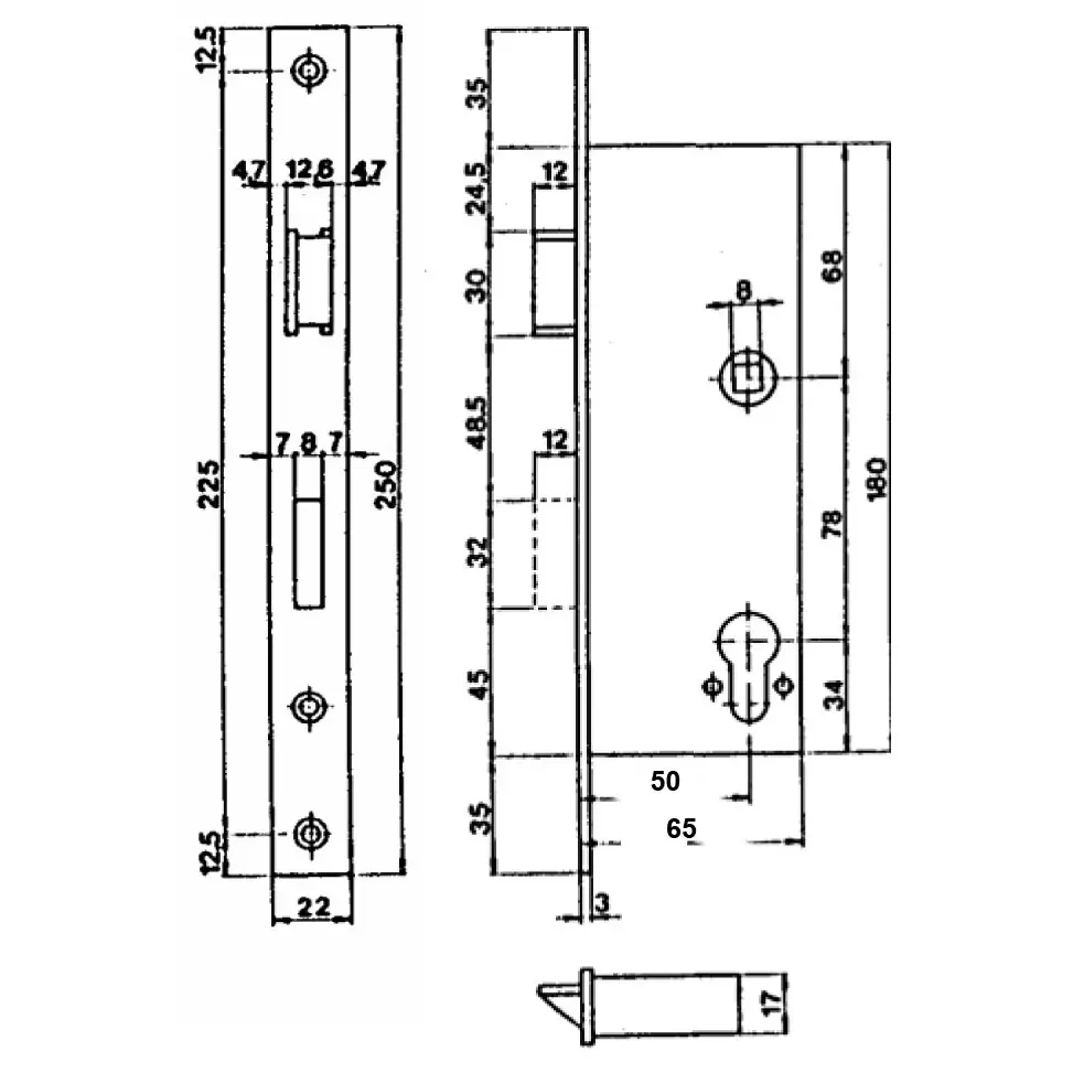 Entry Mortise Lock 50 mm Backset for Framed Doors. Mortise only. - Image 2