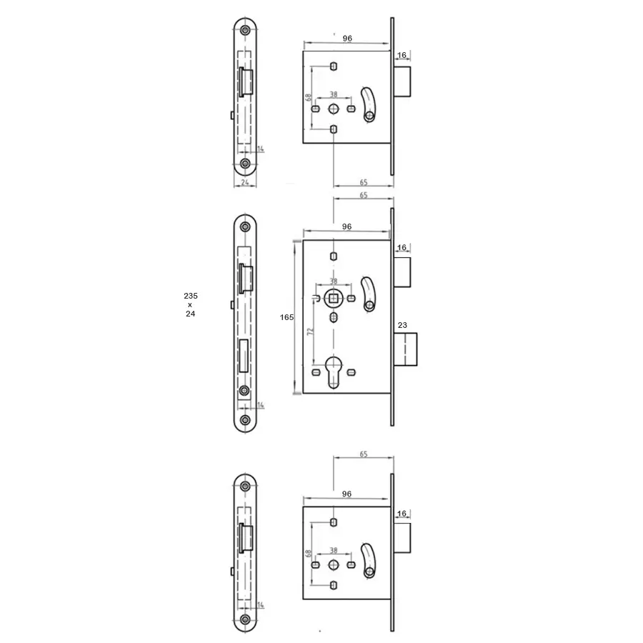 3 point Marine Lockset 65 mm backset Stainless steel Right Hand - Image 3