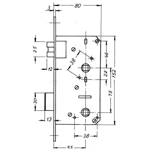~ Privacy Mortise Lock SET 55 mm backset. Polished Stainless Steel - Image 4