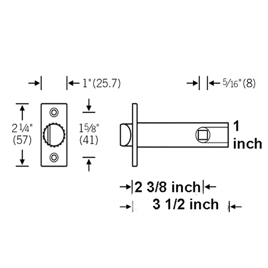 Tubular Privacy Latch with 2 3/8 inch backset. - Image 2