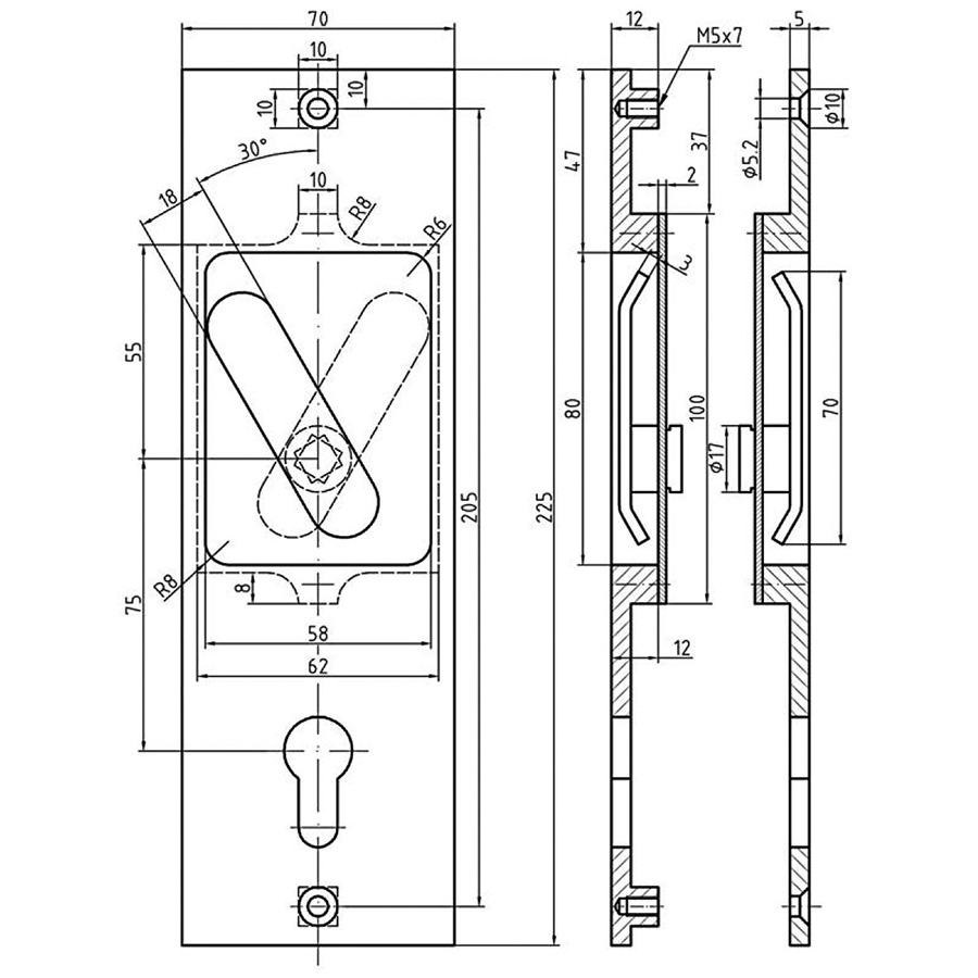 Sliding Flush Trim Set for 1 3/4 inch thick Full Size Marine Doors. - Image 4