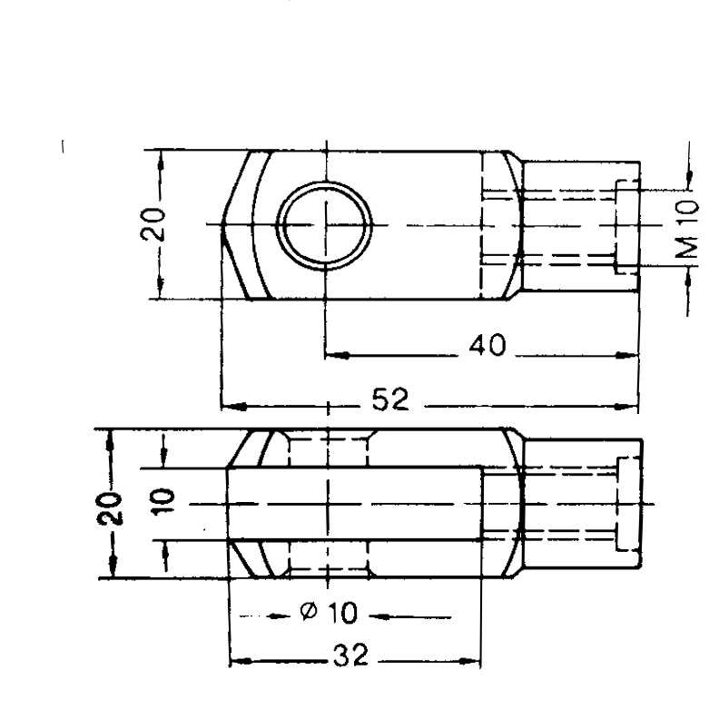 Series V 14-28 Gas Spring end fitting. Fork with pin M10x40 mm - Image 3