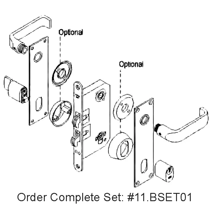 - Sliding Mortise Lock SET. 55 mm Backset. With Roses. Heavy Duty. Polished Stainless Steel and Polished Chrome - Image 2