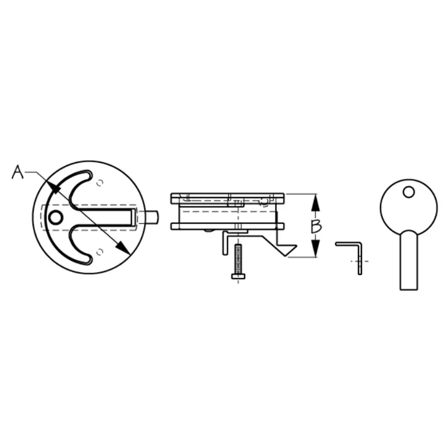 Slam Latch Anchor model. Flush mounting. Locking with Key Door thickness 1/4 - 3/4 inch - Image 3
