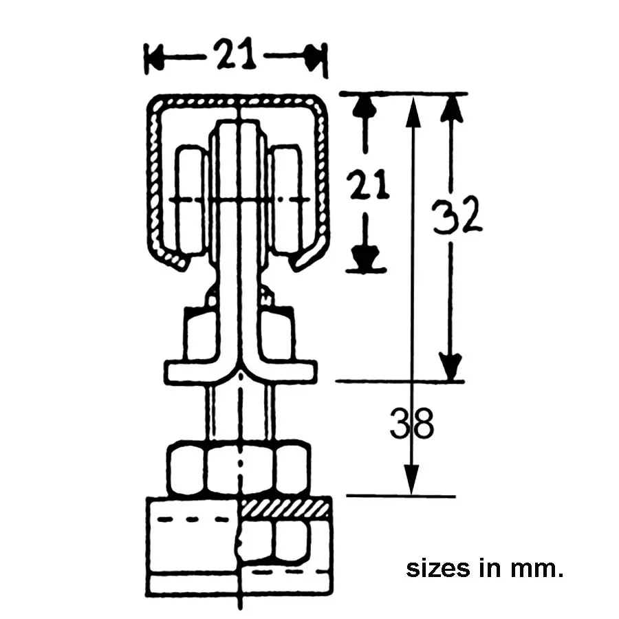 A Sliding Door Track #5 system for up to 33 Lbs. door weight using 2 carts - Image 2