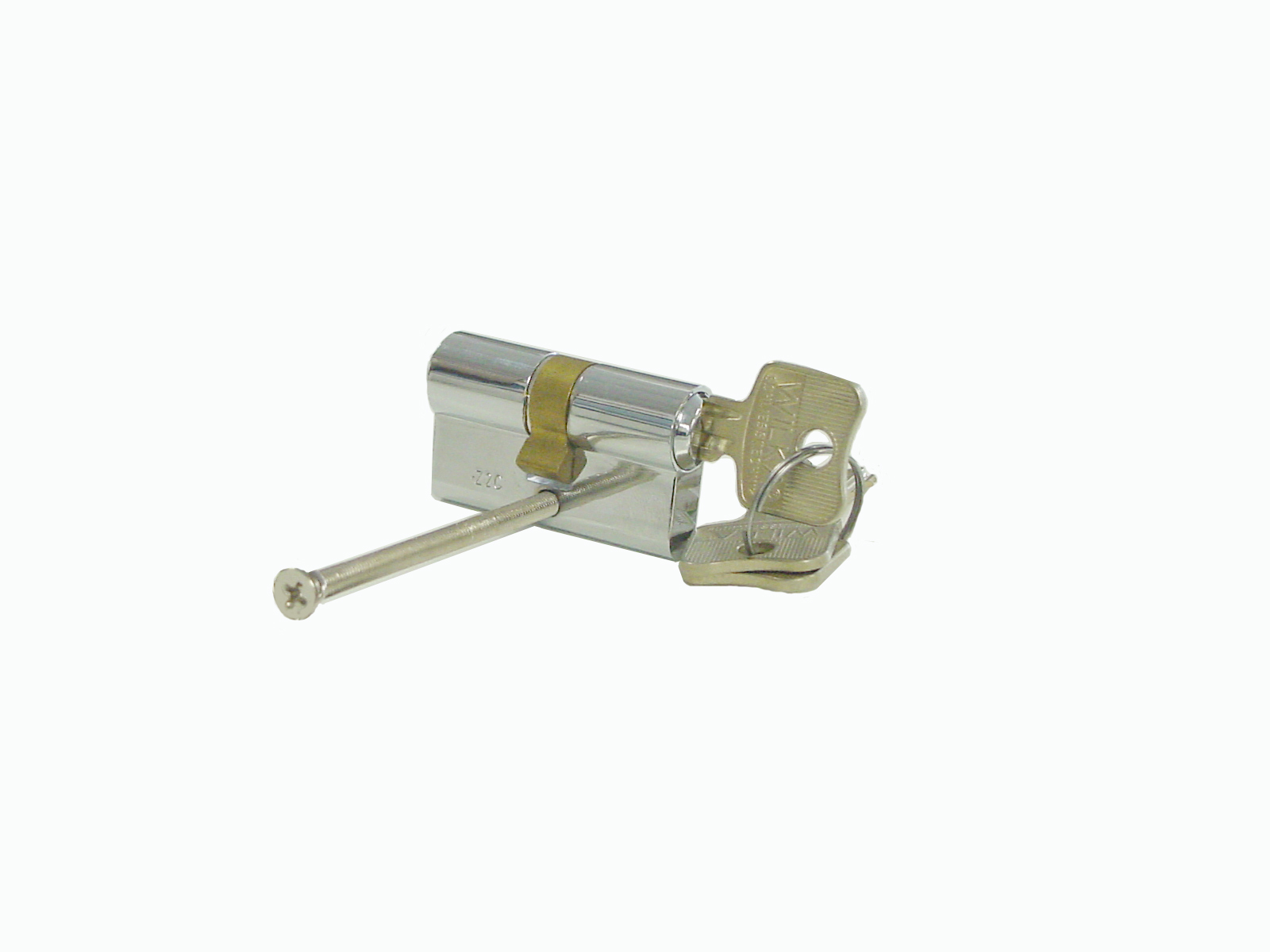 Profile cylinder short 26.5/26.5 mm key/key. Polished Chrome Plated. Max door thickness - 1 1/4 inch - Image 2