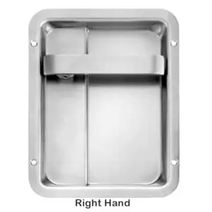 Flush Cupped Escutcheon w. Lever. Stainless steel. Right hand