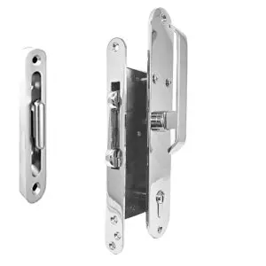 Sliding Door Lock 55 mm Backset. Heavy Duty, Minimum Door Thickness 1 3/4 inch or 45 mm.
