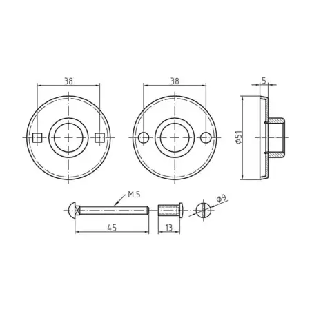 ~ Entry Mortise Lock SET 55 mm backset with Roses with screw holes showing. Polished Stainless Steel and Polished Chrome - Image 4
