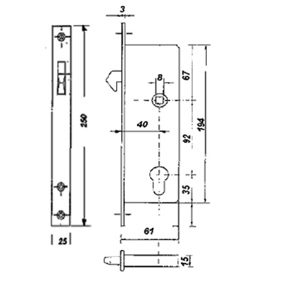 Entry Sliding Door Mortise Lock with 40 mm. Backset for Narrow Stile Doors, Complete with Izerwaren Upgraded Trim in Satin Stainless Steel - Image 6