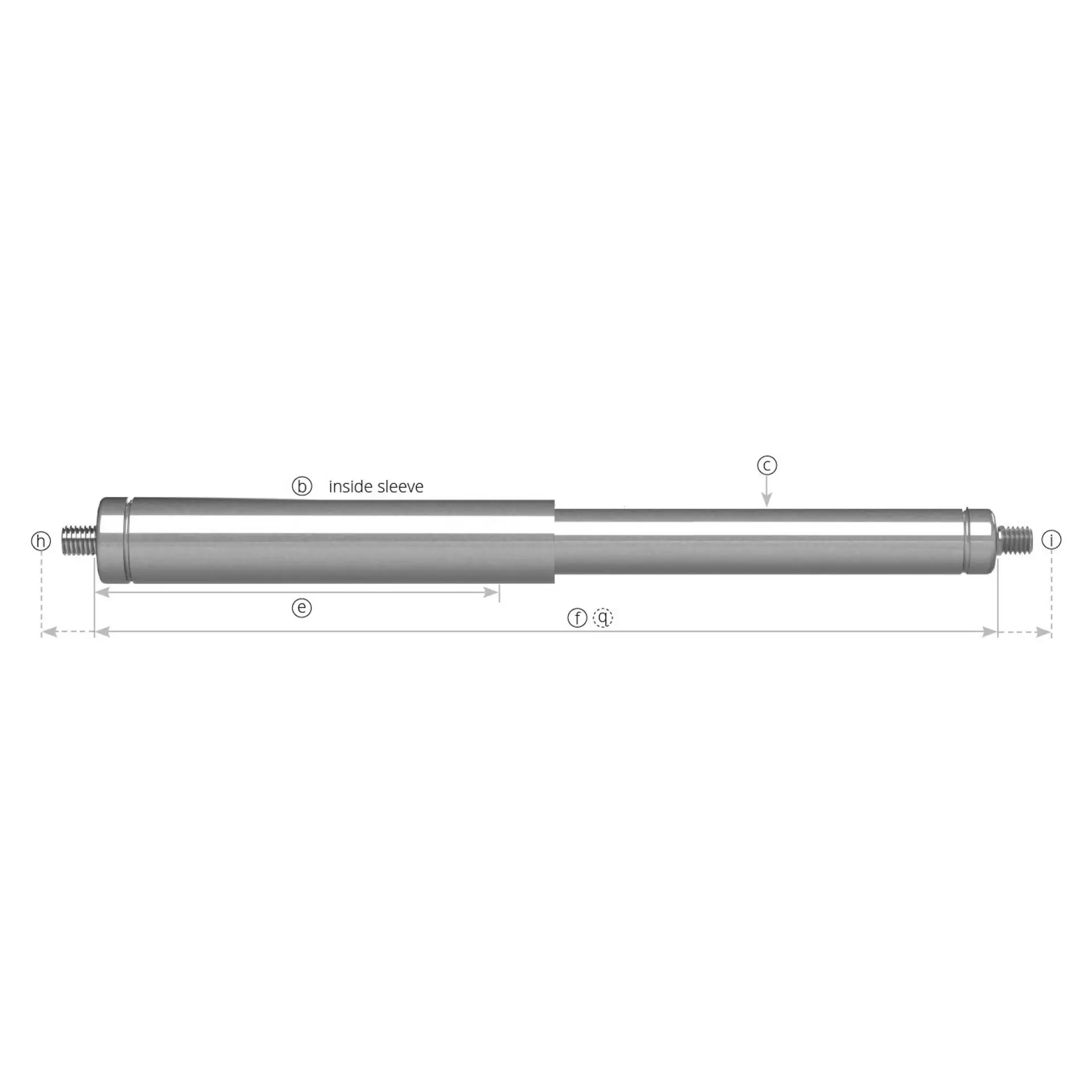 Gas Spring Series 10-23-250 mm With Protection Tube. Specify Newton Force Below - Image 3