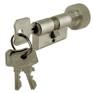 Profile cylinder 30/30mm key/knob Satin Nickel. Max door thickness - 1 3/4 inch