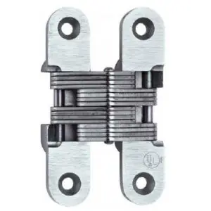 316 Stainless Invisible Hinge.. Size 4 5/8 x 2 3/4 inch. Minimum door thickness 1 3/8 inch