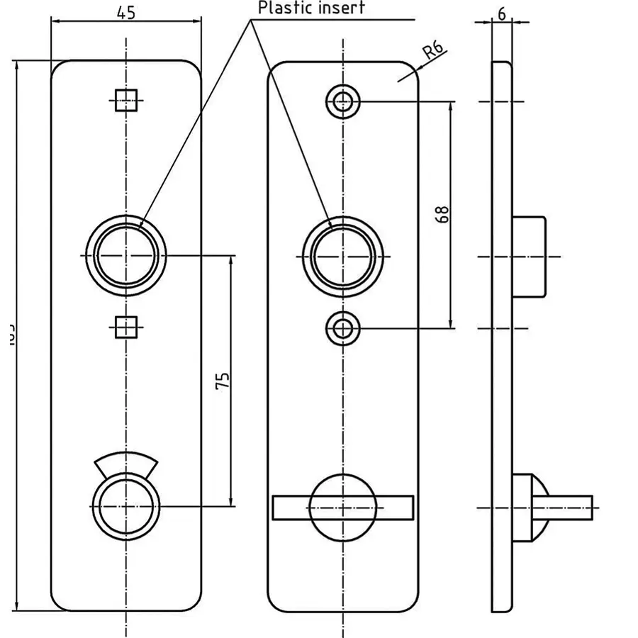 ~ Privacy Mortise Lock SET 55 mm backset. Polished Stainless Steel - Image 6