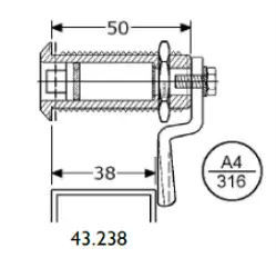 Hatch Fastener Set. Hatch Thickness -1 3/8 inch. Distance Cam 1 1/2 inch. Operates through Triangular Key Sold Separately. - Image 4