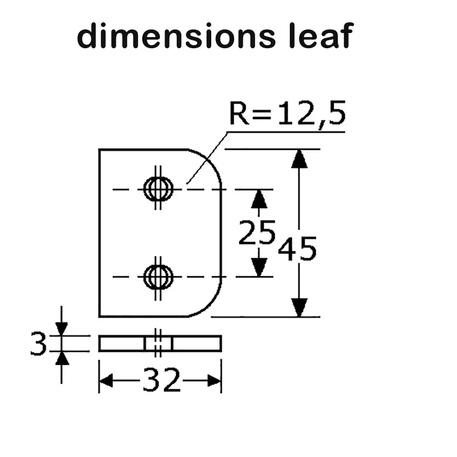 Lift Off Weld On Door Hinge for Cabinet Doors Leaf - 40 x 45 mm. Left Hand - Image 3