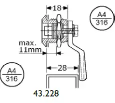 Hatch Fastener Set - Hatch Thickness - 7/16 inch. Distance Cam 1 1/8 inch. Operates through Triangular Key Sold Separately. - Image 4