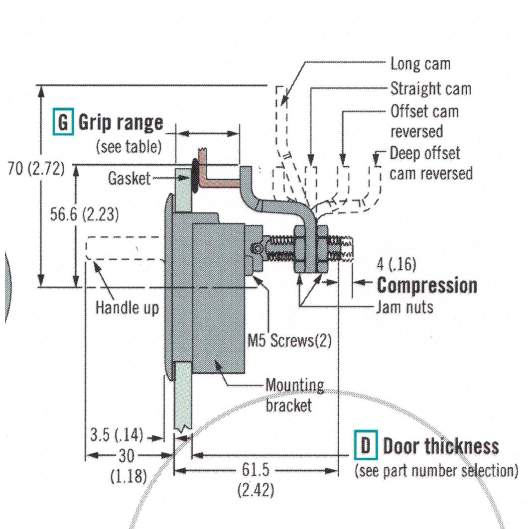 Hatch Cam Lock. Compression style. 2 3/8 diameter. Drill hole 2 inch diameter - Image 3