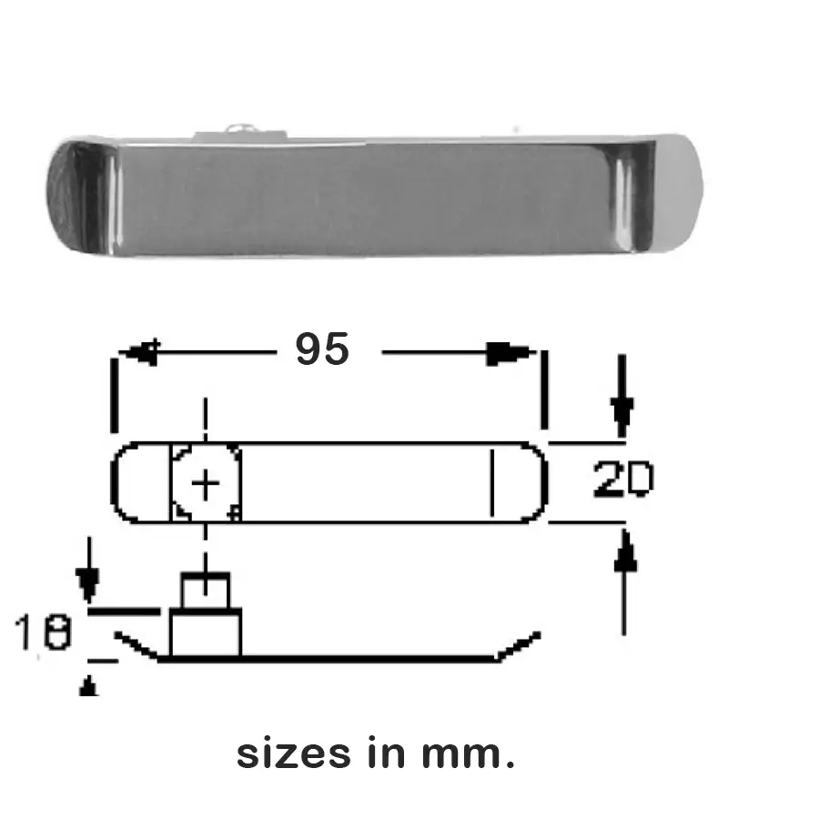 Door Lever Semi Flush. 95 mm long x 20 mm wide stand off 18 mm. Sold as Pair. - Image 3