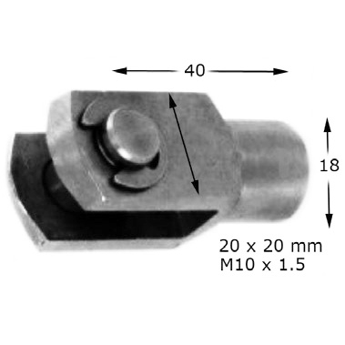 Series V 14-28 Gas Spring end fitting. Fork with pin M10x40 mm - Image 2
