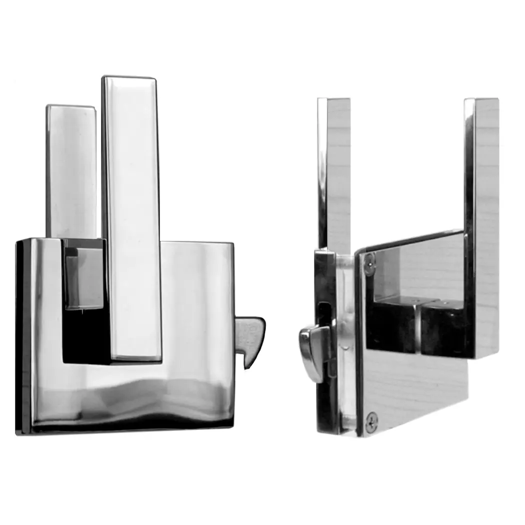 Sliding door lock with 50 mm backset for 1/4 inch up to 1/2 inch thick glass. With Strike Box - Image 4