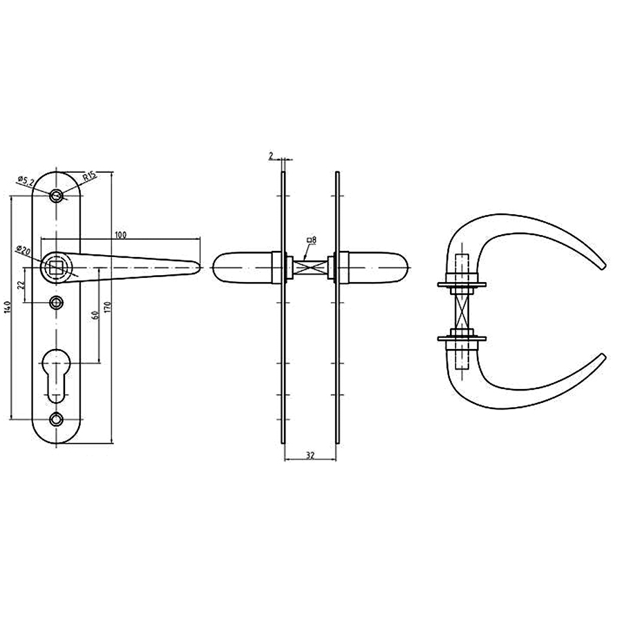 Door Lock 40 mm backset. Entry Function. GSV Schwepper and S&B #4040 series. Complete SET - Image 6