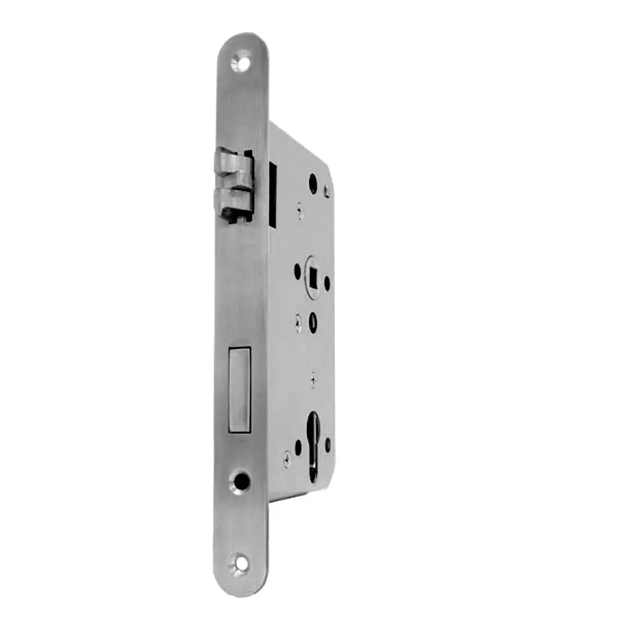Entry Mortise Lock SET 65 mm Backset. GSV and S&B. Polished Stainless Steel.