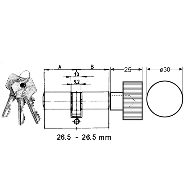 Profile cylinder keyway 26.5/26.5 mm. Satin nickel finish. Max door thickness - 1 1/2 inch - Image 2