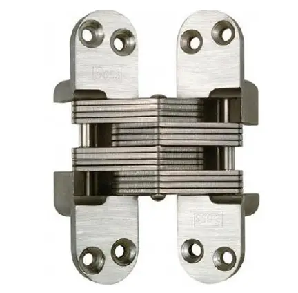 316 Stainless invisible Hinge. Size - 4 39/64 x 3 7/64 inch Minimum door thickness 2 inch