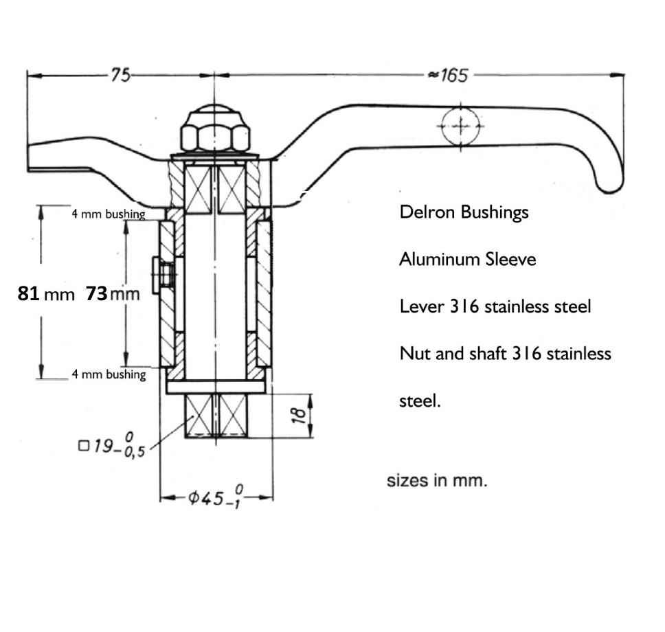 Door Dogging Device Single Side with Weld On Bushing with square nut - Image 2