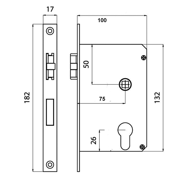 Entry Mortise Lock 75 mm Backset for Profile Cylinder (not included) SEE ATTACHED OUR OLCESE PROGRAM - Image 2