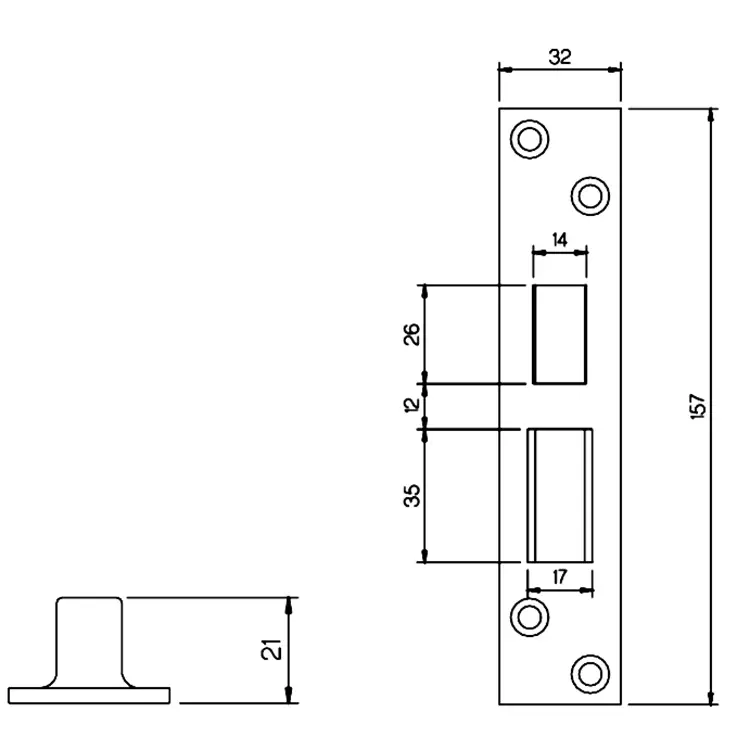 Sliding Mortise Lock SET. 55 mm Backset. With Two Hook Bolts. Heavy Duty. Polished Stainless Steel and Polished Chrome - Image 4