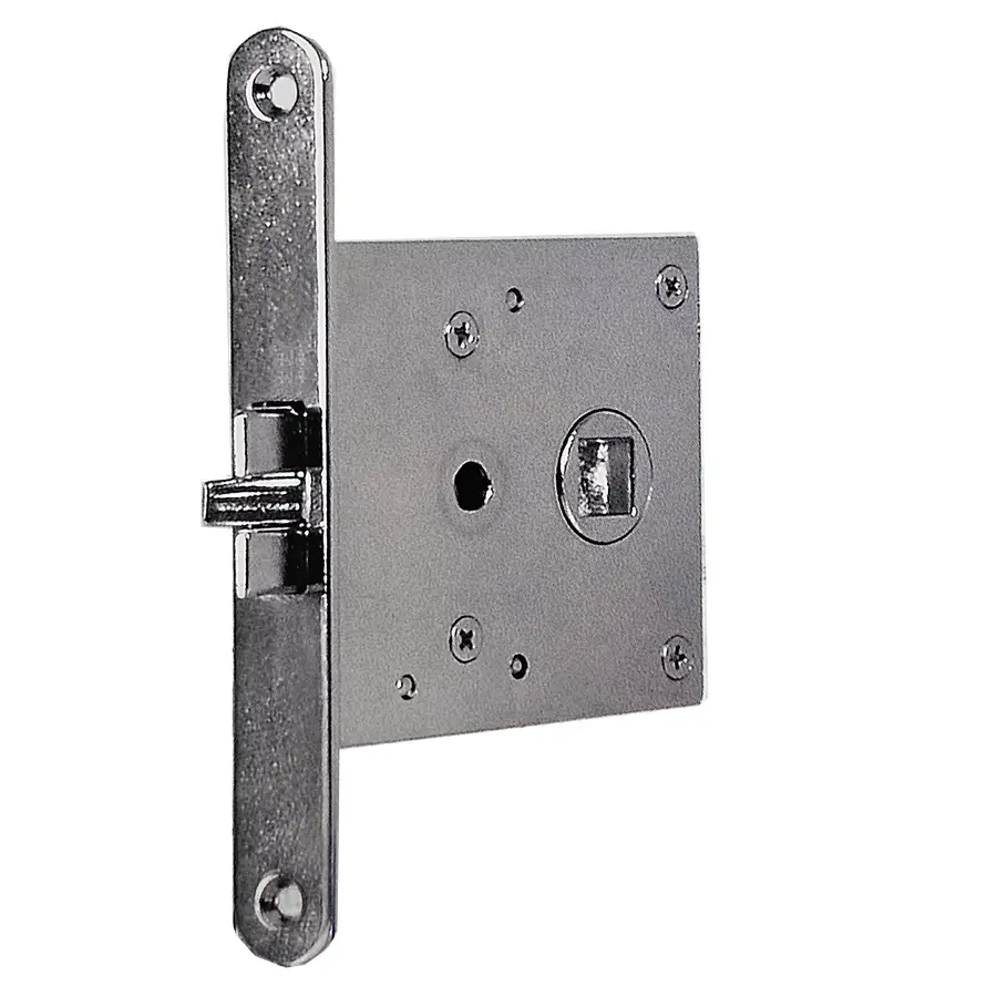 Door Lock 50 mm backset. Passage function. Set for thin doors of less then 1 inch or 25 mm with stainless steel levers with spring loaded roses - Image 4