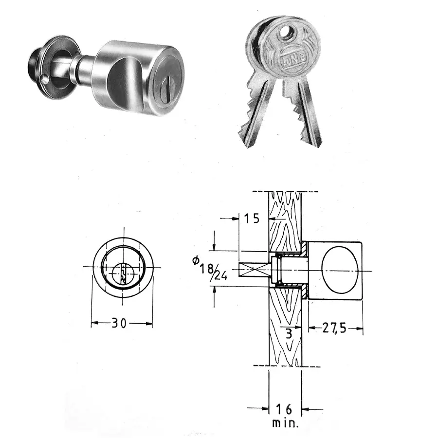 Standard Turning knob for Cabinet Rim Lock with Keyway and 7 x 7 mm spindle - Image 3