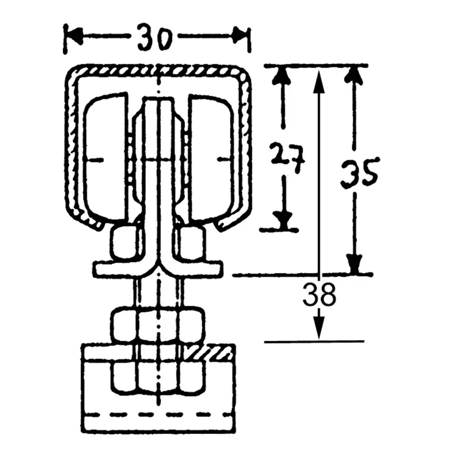 A Sliding Door Track #7 system for up to 165 Lbs. door weight using 2 carts - Image 2