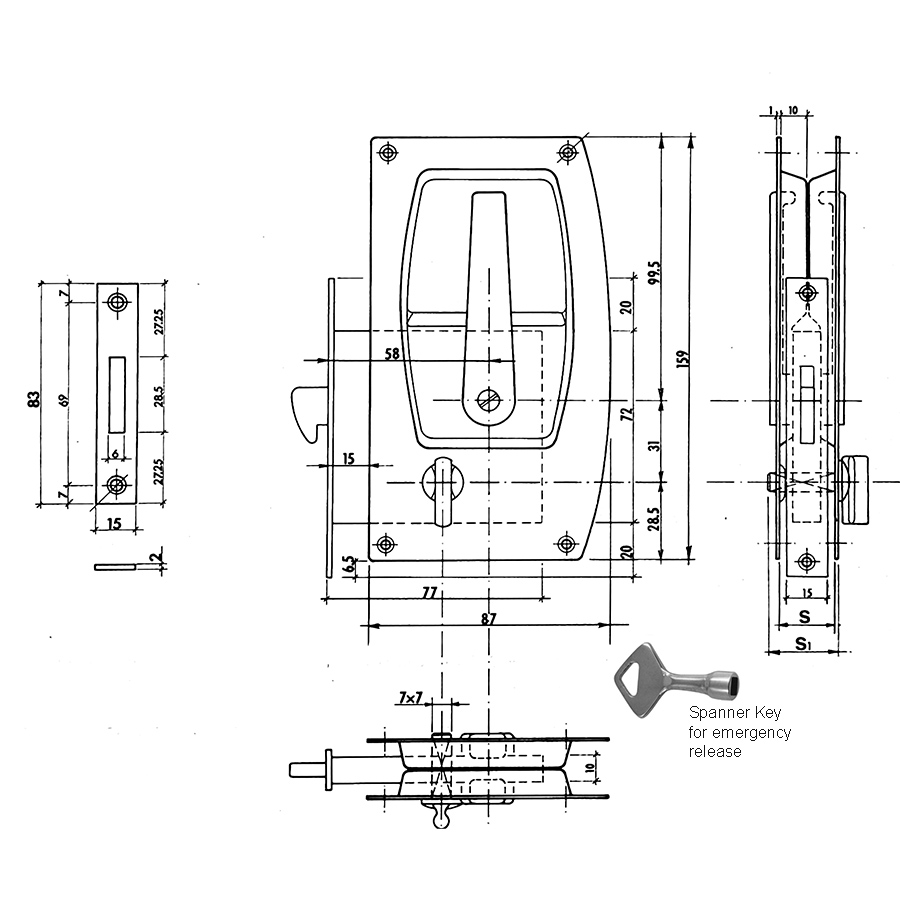 ~ Pocket Sliding Bathroom Door Lock. Minimum Door thickness 25 mm or 1 inch - Image 2