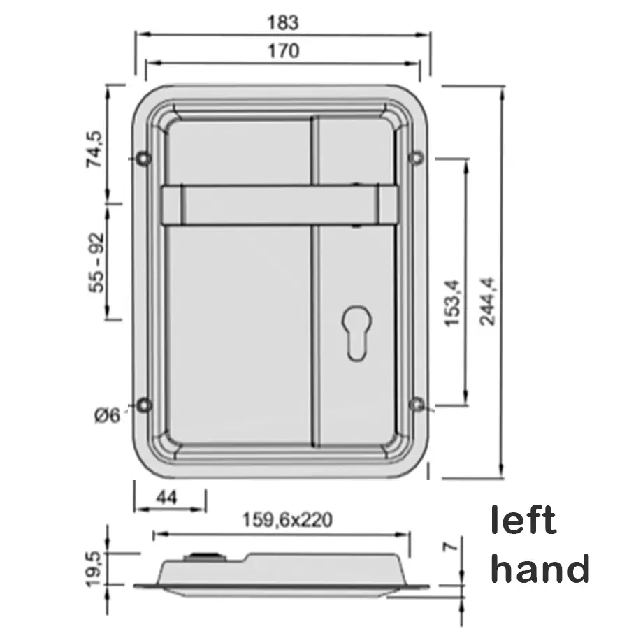 Flush Cupped Escutcheon w. Lever. Stainless steel Left Hand. Each - Image 2